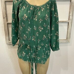 Rebecca Taylor Green Floral Blouse